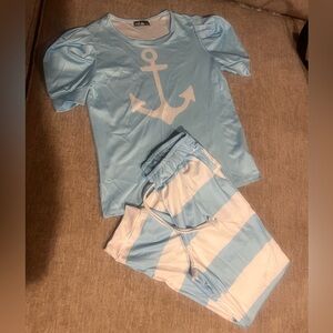 Blue and White Anchor 2pc Set